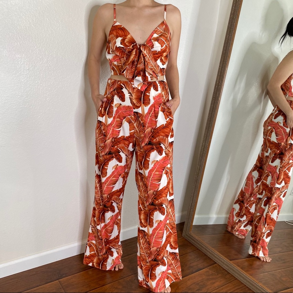 Orange Leaf Two Piece Set Beach Summet Vibes